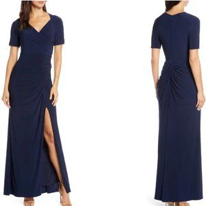 Adrianna Papell Ruched Jersey Gown- Size 16 Midnight Color